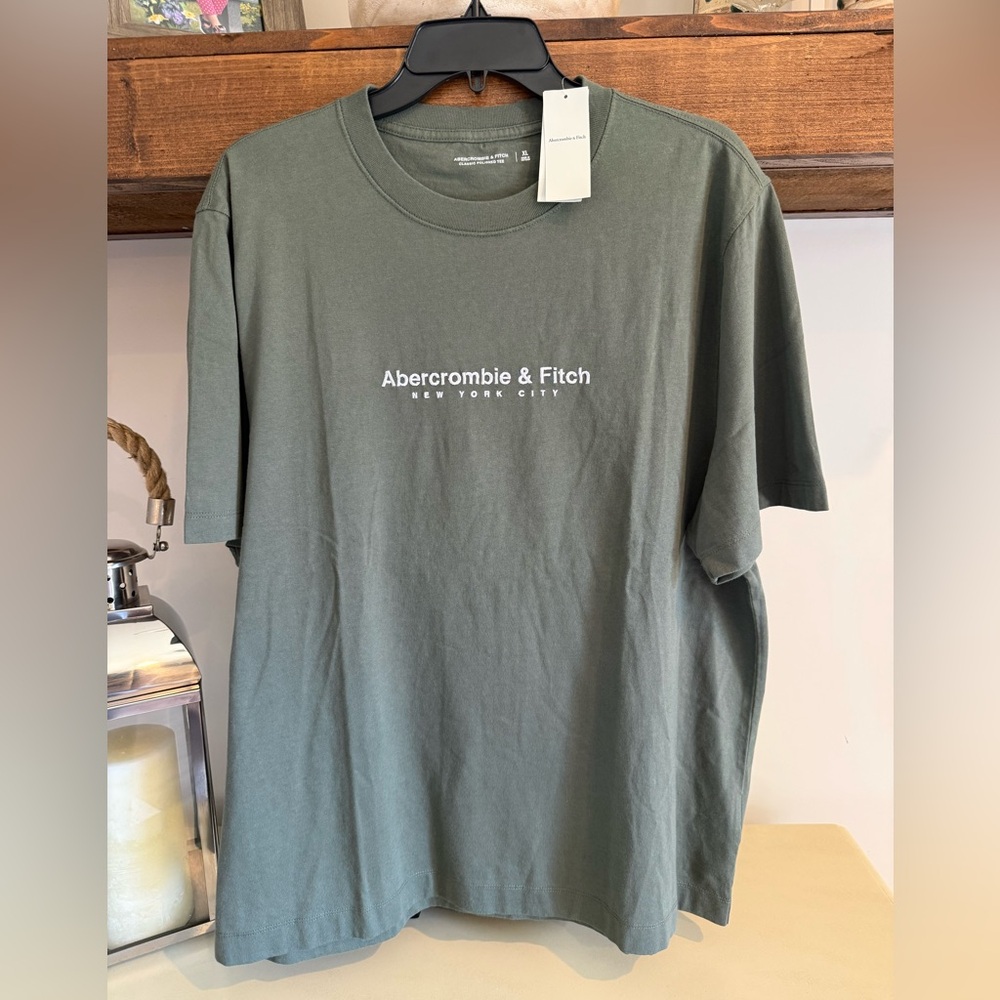 Abercrombie & Fitch Classic Polished Logo Tee - XL - Vintage Green